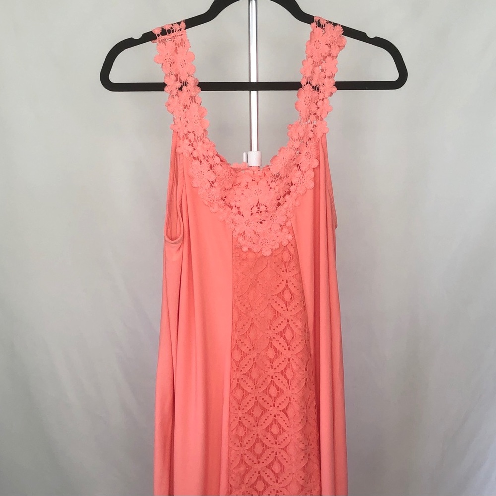 Coral lace tunic